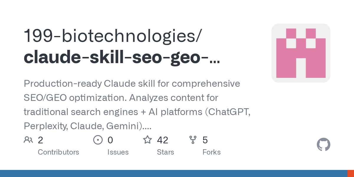 199-biotechnologies/claude-skill-seo-geo-optimizer
