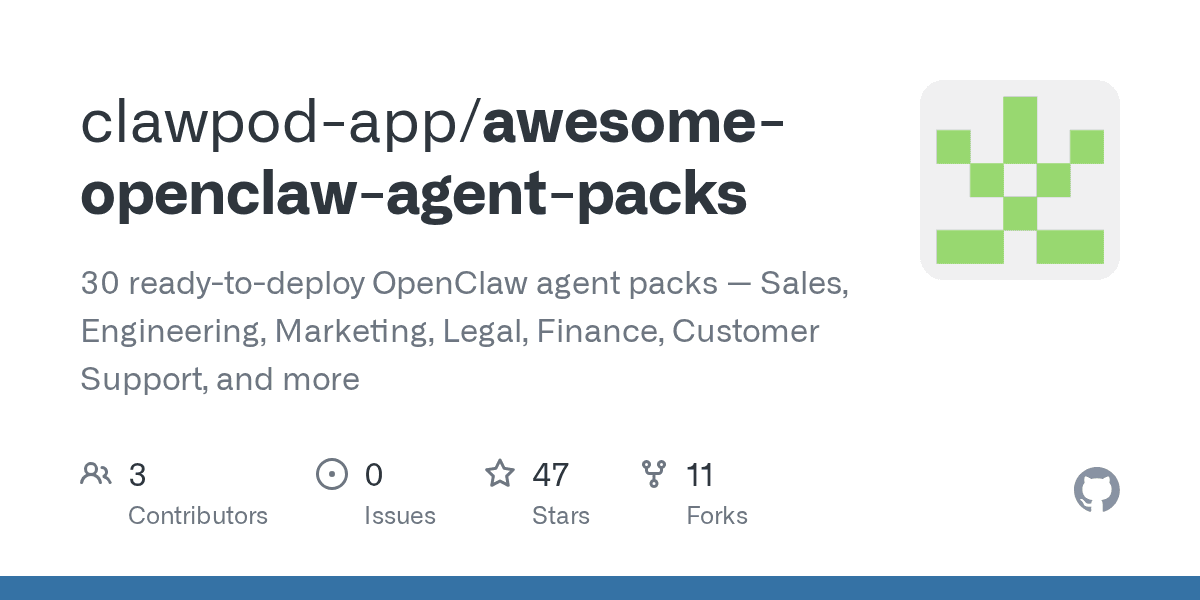 clawpod-app/awesome-openclaw-agent-packs