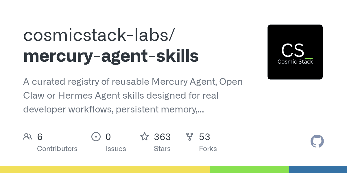 cosmicstack-labs/mercury-agent-skills