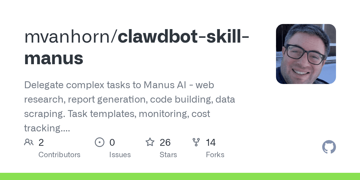 mvanhorn/clawdbot-skill-manus