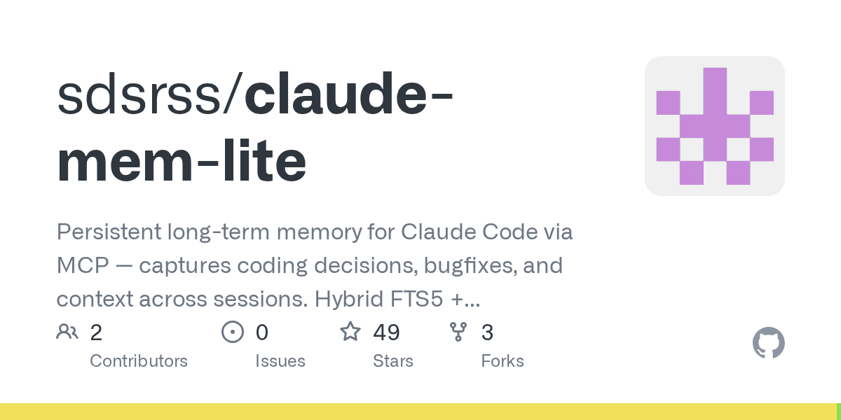 sdsrss/claude-mem-lite